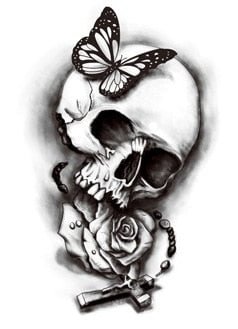 Waterproof Temporary Tattoo Sticker Skull Head Cross Letter Big Size Body Art Flash Tatoo Fake Tatto Stickers for Girl Men Women