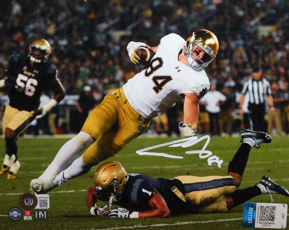 Cole Kmet Signed Chicago Bears Catch Vs Navy 8x10 HM Photo Poster painting - Beckett W *White