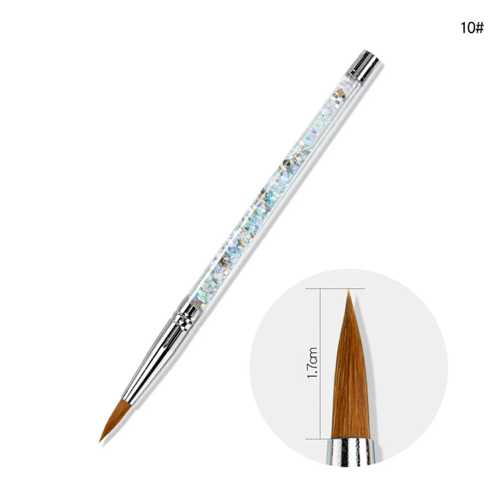 1PC Crystal Acrylic Nail Art Brush No 8/10/12/14 UV Gel Carving Pen Brush Liquid Powder DIY Nail Drawing Liquid Glitter Handle-Nail Inspo