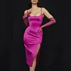 Women's Spaghetti Strap Backless Thigh Slit Bodysuit