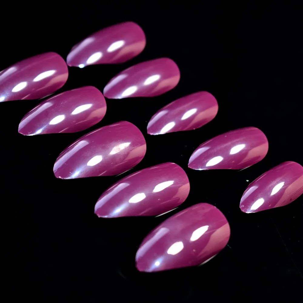 True Color Fashion Fake Nails Jujube Dark Red Stiletto Press On Nails DIY Manicure Tips Full Wrap Many colors 24pcs/kit-Nail Inspo