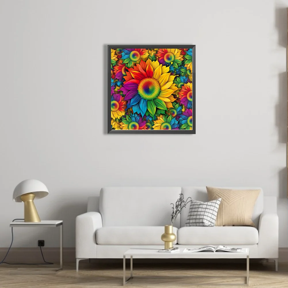 Partial AB Diamond Painting - Full Round Drill - Rainbow Gerbera(Canvas|45*45cm)