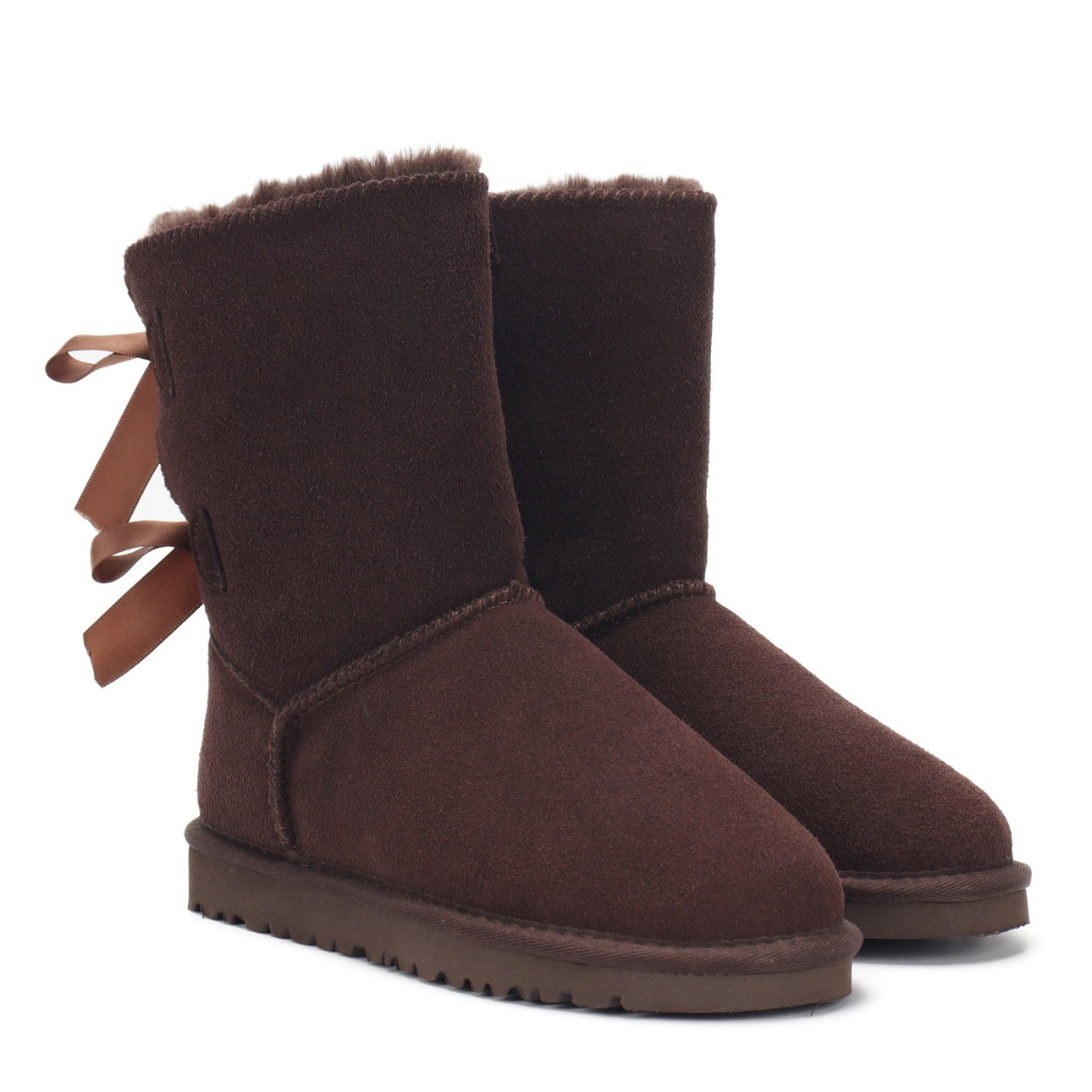 Women's Snow Boots for Winter Mid-Calf High Back Bows-MERUMOTE