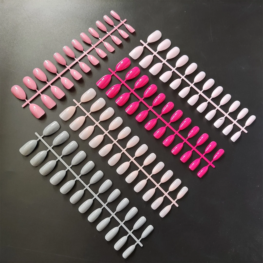 1 Set, 24 Pieces With Nail Adhesive Almond Shape False Nail Tips 20 Popular Colors Optional Full Cover Press On Nail-Nail Inspo