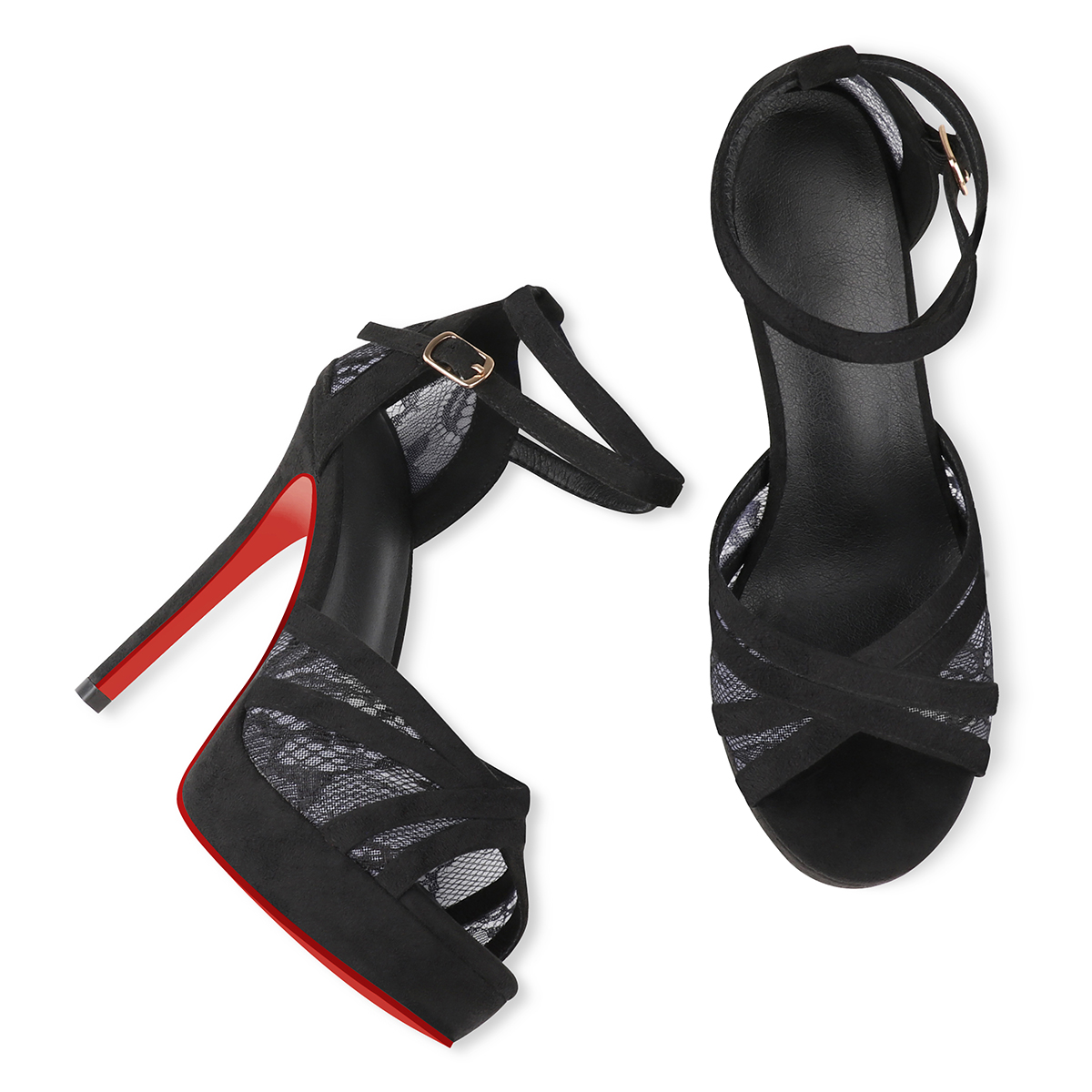 120mm Women's Peep Toe Heel Platform Stiletto High Heels Dress Party Red Bottom Sandals-MERUMOTE