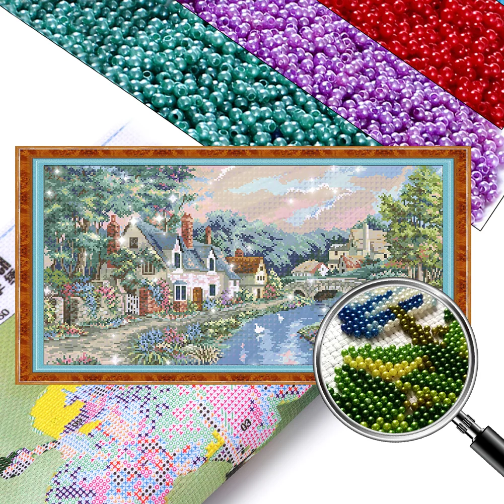 [Bead Embroidery] - 9CT Partial Stamped Cross Stitch - River (80*40CM)