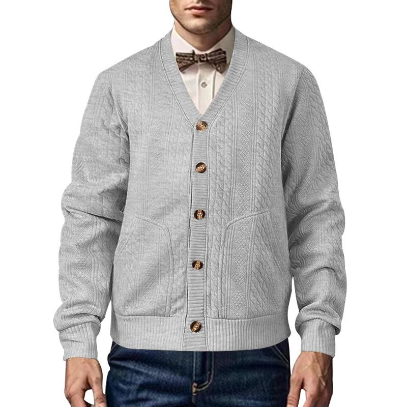 Men's Casual Jacquard Single-breasted Loose Cardigan 28799646M