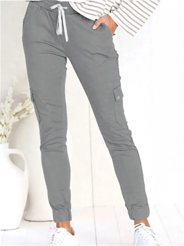 Women's Cargo Pants Joggers Silver Black Khaki Casual Casual Daily Wear High Elasticity Full Length Breathability Solid Colored S M L XL 2XL | 168DEAL