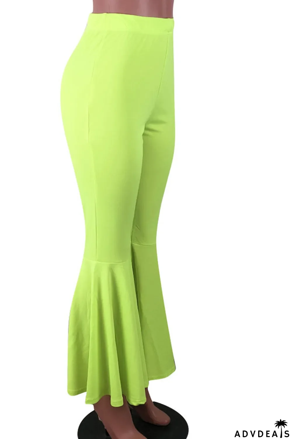 Orange venetian Elastic Fly Mid Solid Boot Cut Pants Bottoms