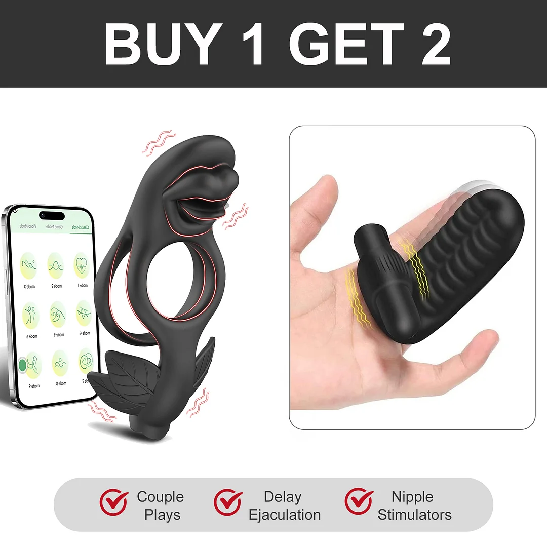 ** App Remote Control Double Motor Vibrating Clit Stimulator & Penis Rings
