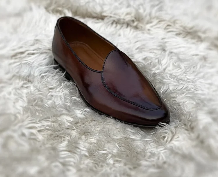 Handmade Mens brown leather moccasins loafer dress shoes, Men Penny loafer