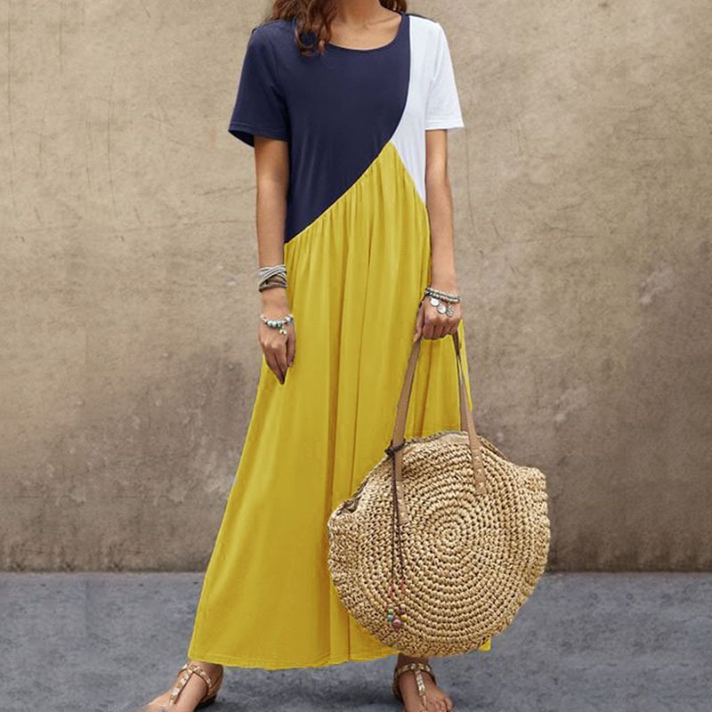 ⚡NEW SEASON⚡Casual Contrast Panel Midi Dress