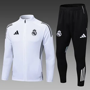 2025/2026 Real Madrid Long Zipped Jacket White Football Shirt Set
