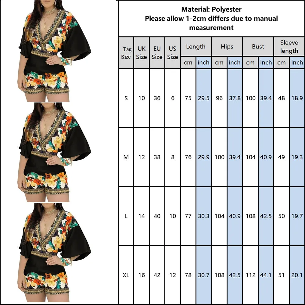 Women's Jumpsuit Casual Summer Floral Printed Playsuit 2021 Women Rompers 3/4 Sleeve Backless loose Playsuit Women Clothes D30