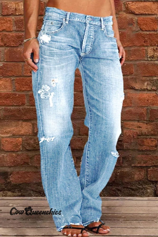 Women&rsquo;s Denim Style Casual Mid-Rise Denim Trousers Multicolor / XS