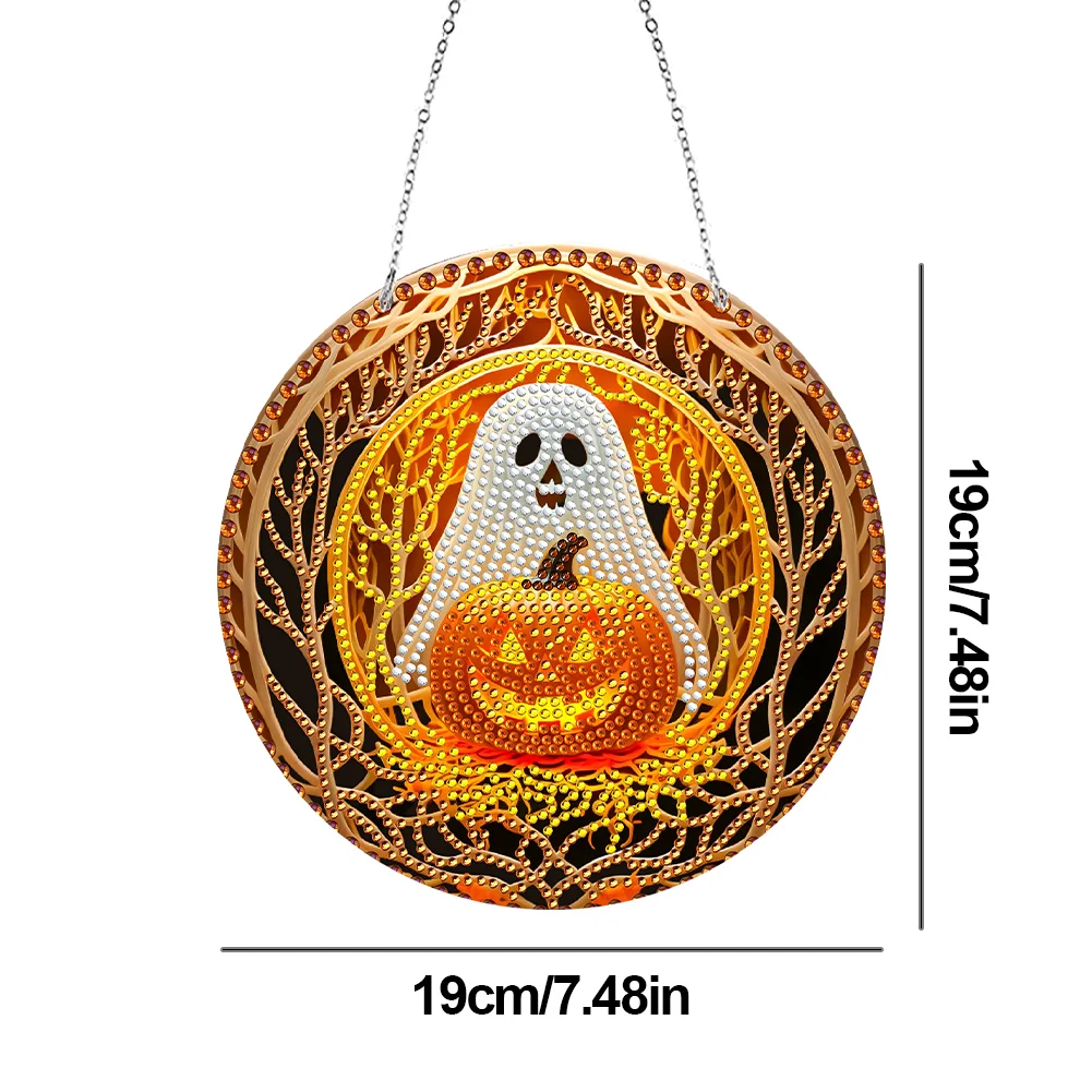DIY Pumpkin Crystal Diamond Pendant Single-sided 5D Round for Home Garden