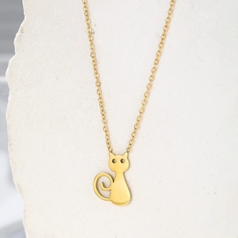 Stainless Steel Elegant Cute Plating Hollow Out Solid Color Pendant Necklace