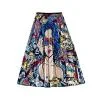 New Style Women's Summer Pleated Skirt Ladies Casual Elastic Waist Cartoon Print A-Line Long Skirt Fashion Clothes One Si Acid