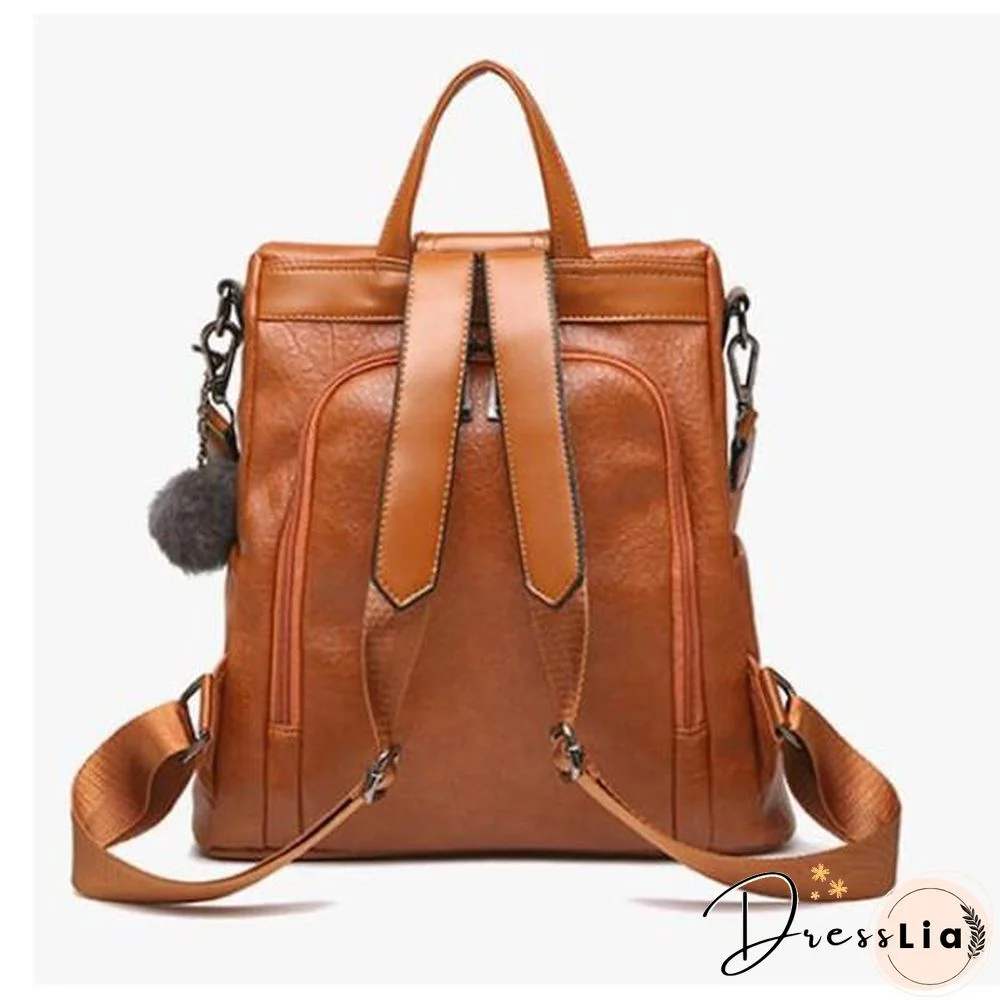 Anti-Thief Women Backpack Large Capacity Hair Ball Travel Bag