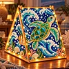 DIY Wooden Diamond Painting Pearl Tent House with Lights, Holiday Tabletop Art Craft Kit with String Lights, Christmas Home Decor Gift