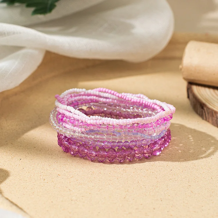 Crystal Clear Color Layered Bracelet Set