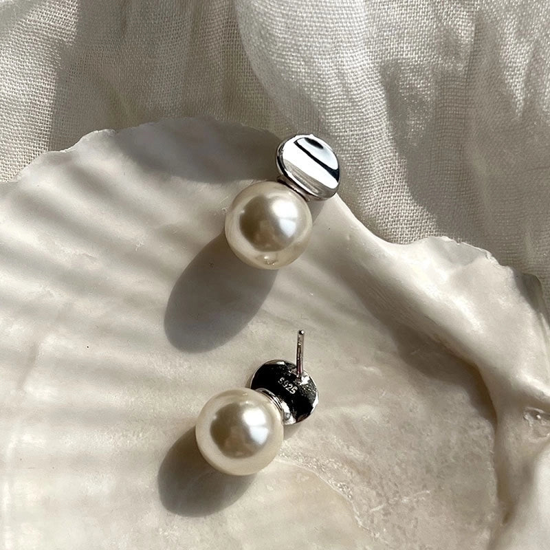 1 Pair 925 Sterling Silver Round Ear Studs