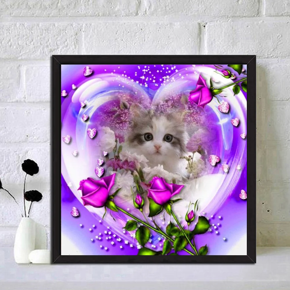 Diamond Painting - Full Round Drill - Love Cat(30*30cm)