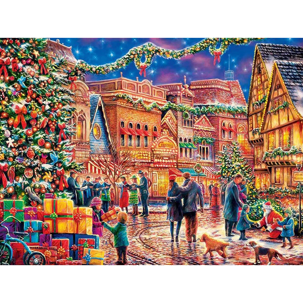 Busy Street Scene 40*30cm(canvas) full round drill diamond painting