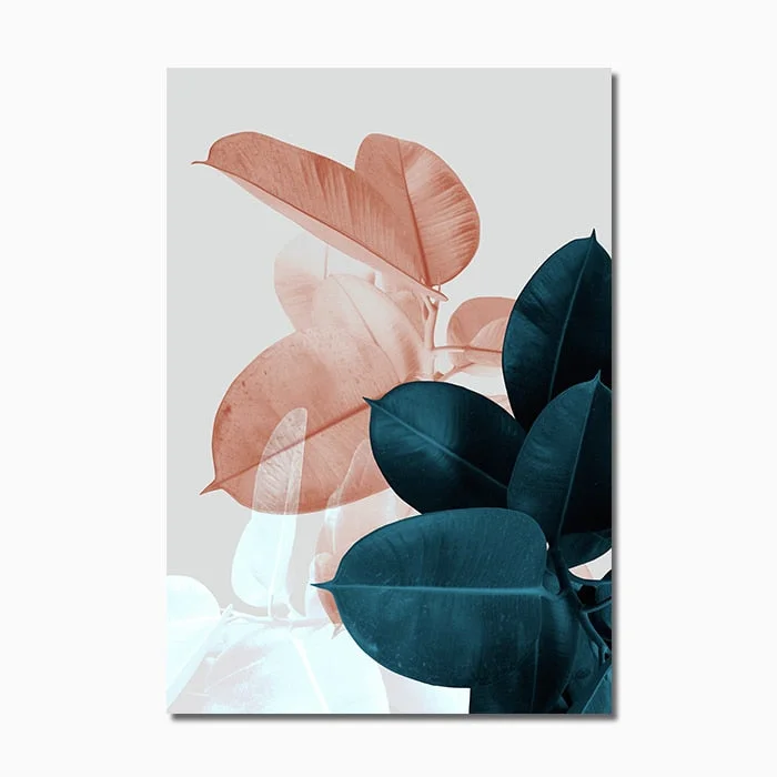Pink Green Flower Leaf Nordic Poster Wall Art Canvas Painting Abstract Posters and Prints Wall Pictures for Living Room Decor