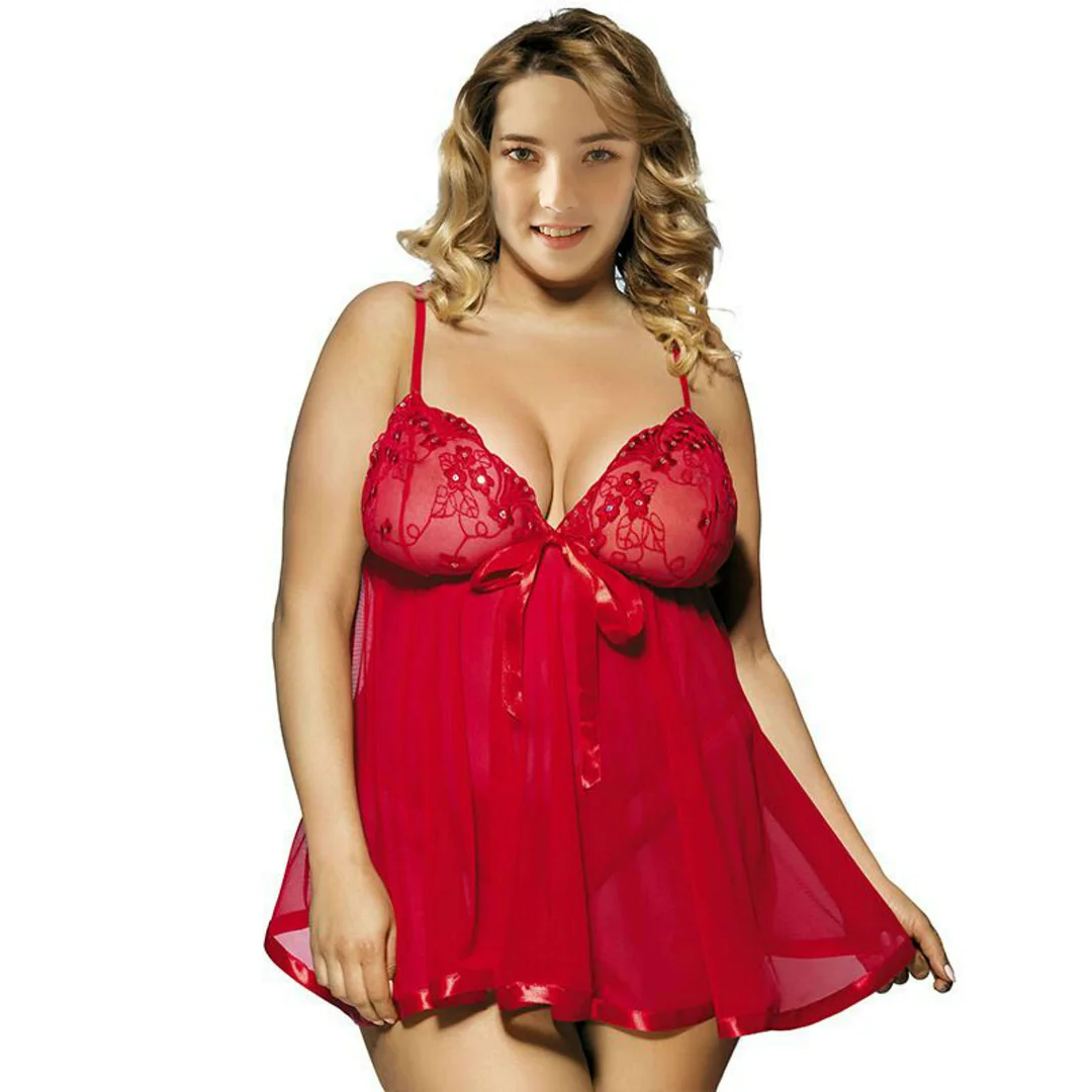 Uveng Plus Fat Plus Large-Size Lingerie Lace Sexy Pajamas Seduction Transparent Netting Sex Fun Pyjamas