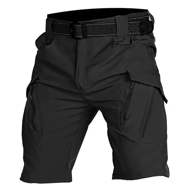 Men's Waterproof Tactical Cargo Shorts Plain Zipper Pocket Breathable Shorts 