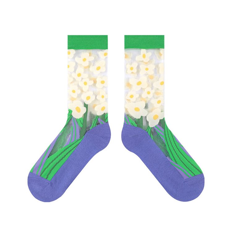women's socks, breathable glass silk socks, women's tube socks colorful socks