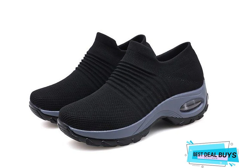Women Breathable Mesh Slip-On Air Cushion Casual Sneaker Shoes