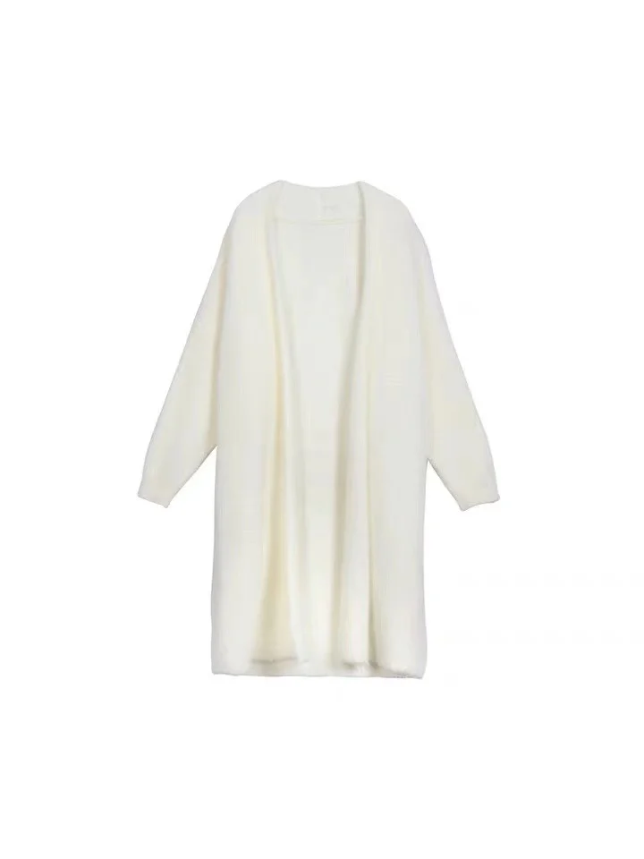 Ueong Waxy Knitted Cardigan Women's Autumn And Winter New Loose Large Size Thin And Lazy Style Imitation Mink Velvet Long Coat