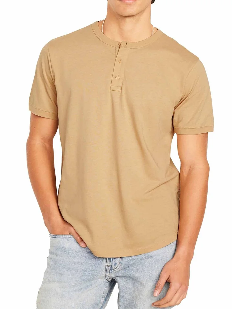 Men's Casual Pocket Short Sleeve Henley Shirt
