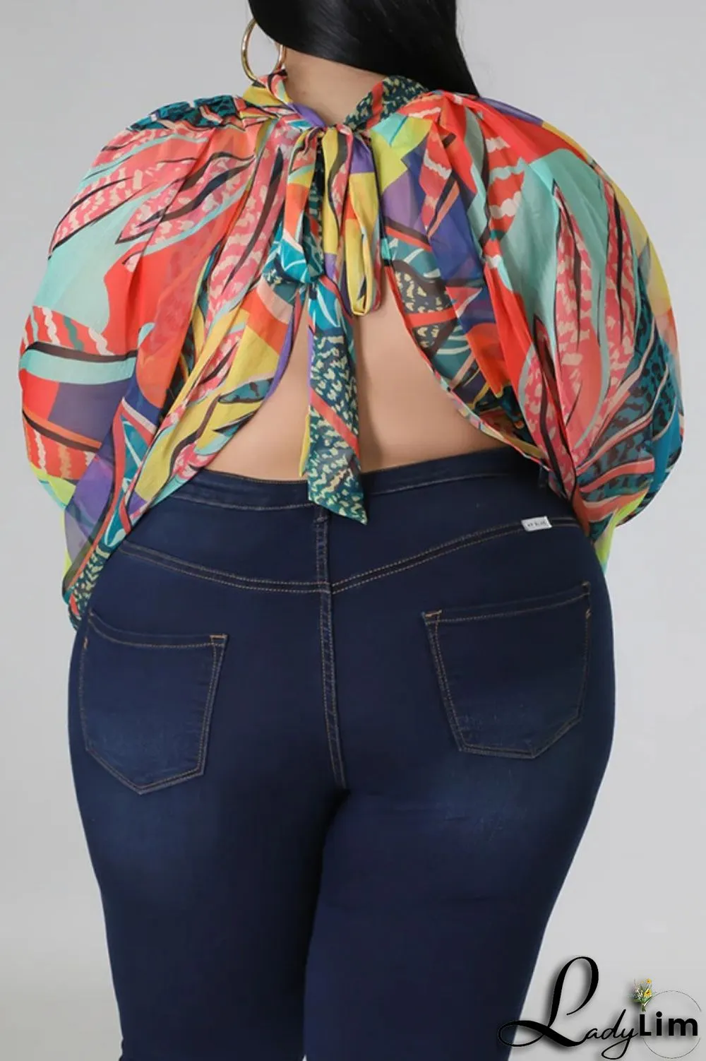 Pink Casual Print Patchwork Turtleneck Plus Size Tops