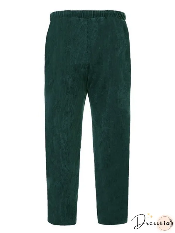 Men's Solid Color Crop Straight Leg Corduroy Pants