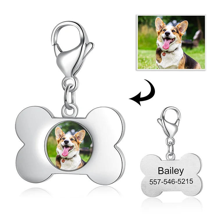 Personalized Pet Tag Keychain Custom Photo with Engraving Keychain