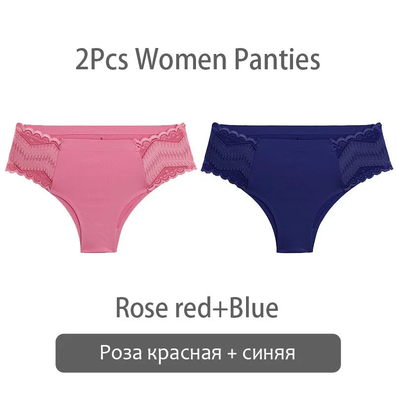 FINETOO Women Patchwork Lace Panties S-XL Seamless Underwear Sexy Low Waist Briefs Comfortable Underpants Ladies Lingerie 2021