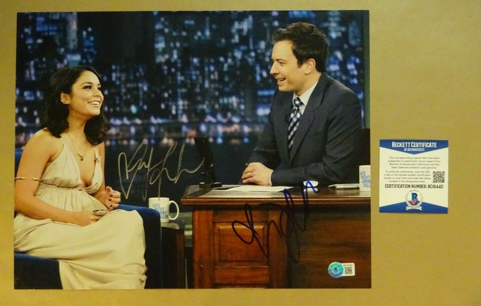 Signed VANESSA HUDGENS & JIMMY FALLON Autographed Photo Poster painting 11X14 BECKETT BAS COA