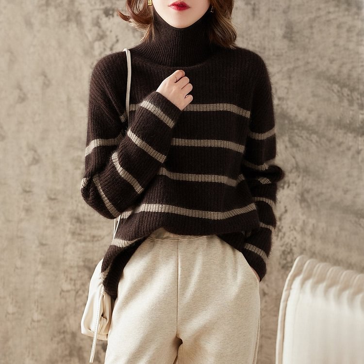 Coffee Stripes Long Sleeve Sweater