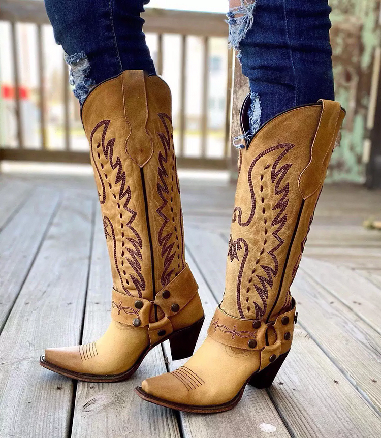 Women's The Vagabond Harness Mustard Snip Toe Western Boots