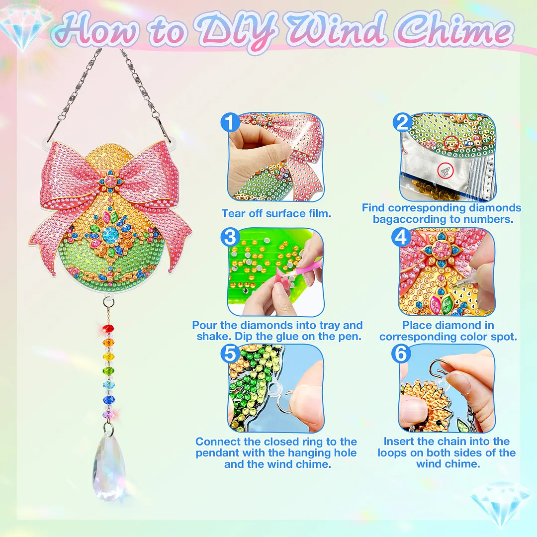 2Pcs Bow-shaped Easter Egg DIY Double-Sided Diamond Painting Hanging Kits Diamond Painting Suncatcher Craft Kit for Home Garden Wall Decor Gift
