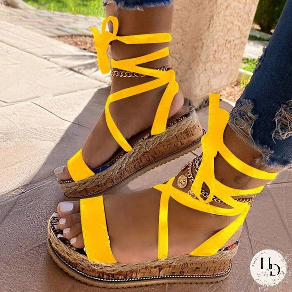 New Summer Women Snake Sandals Platform Heels Cross Strap Ankle Lace Peep Toe  Beach Party Ladies Shoes Zapatos Sandals