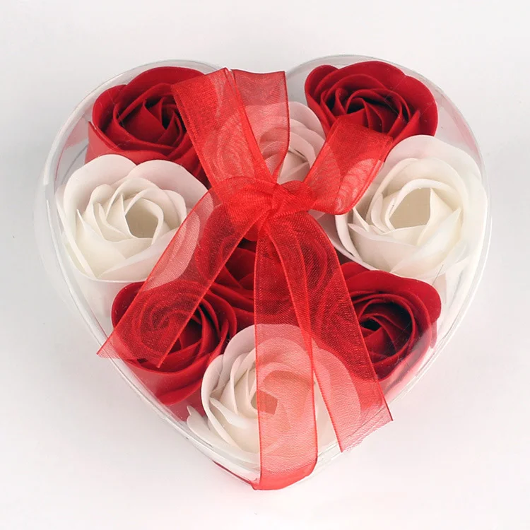 Boîte Cœur Fleurs de savon Roses Cadeau Décoration Jessemade FR