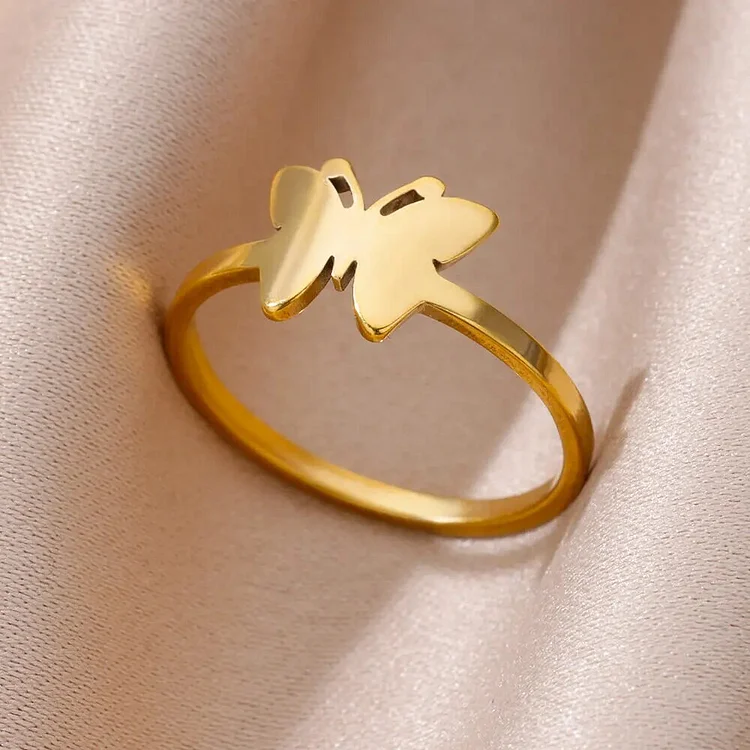 Butterfly Rings For Women Gold Color Stainless Steel Ring Female Wedding Party Finger Jewelry 2023 Trend Free Shipping