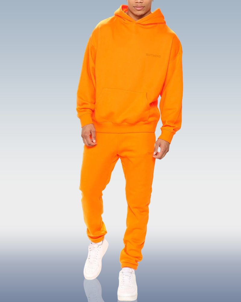 SUITMENS Men's Orange Hoodie Set