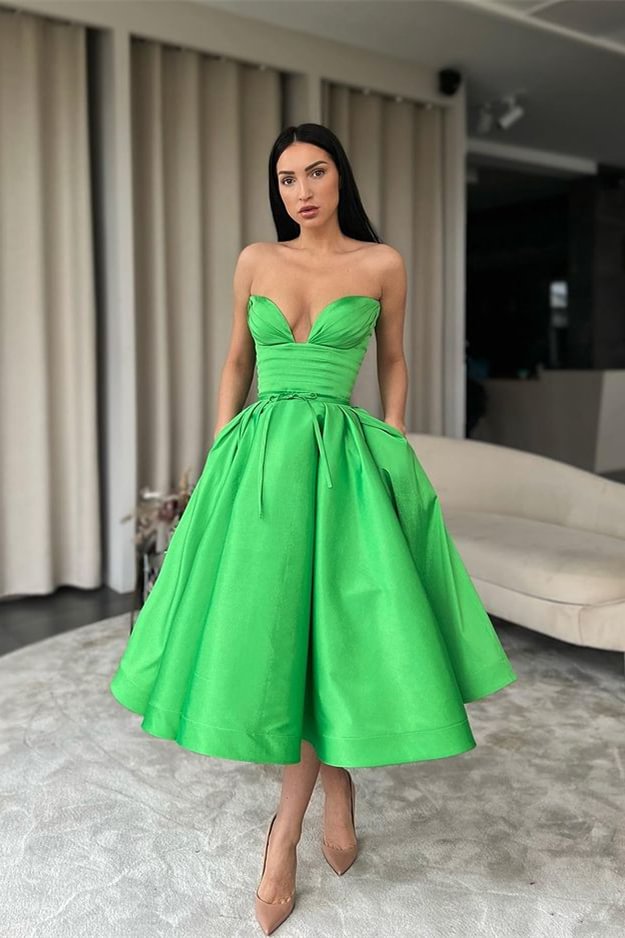 Emerald Sweetheart Short Prom Dress With Pockets