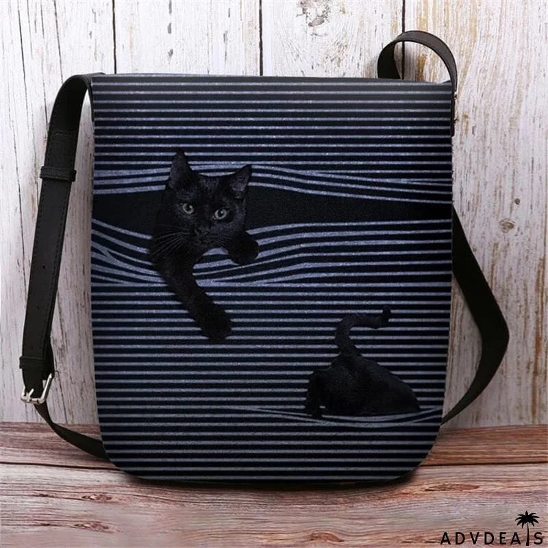 Cute Cat Striped Adjustable Crossbody Bags