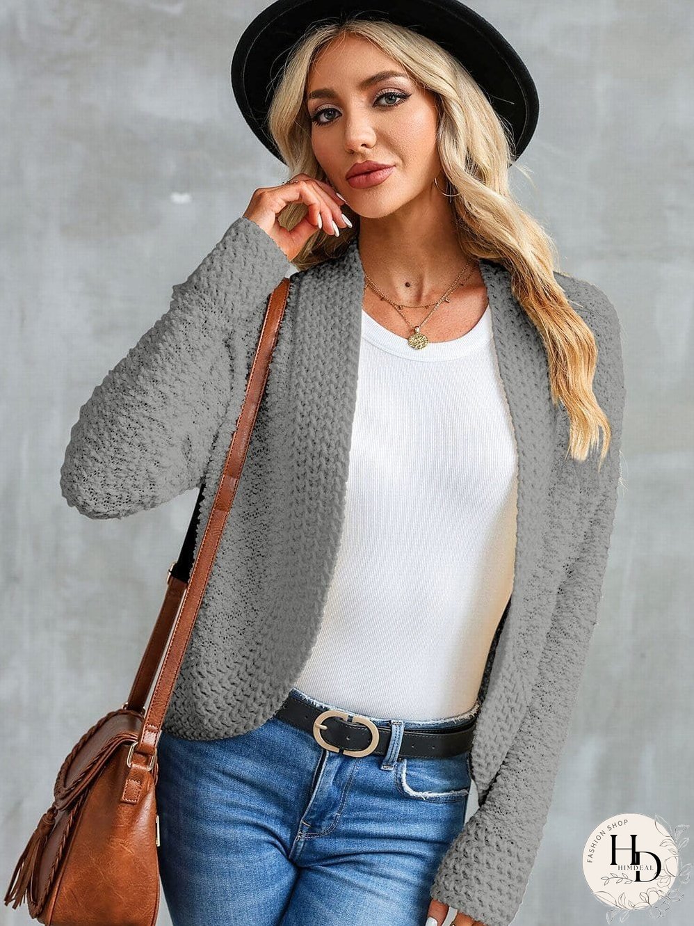 Textured Knit Long Sleeve Cardigan